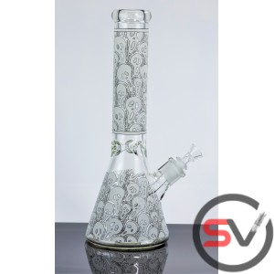 THE SCREAM FLASK STYLE GLASS WATER PIPE 14inch (GLOW IN DARK)